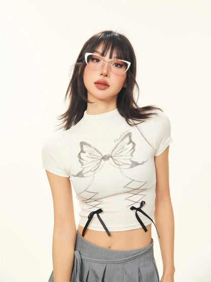 'Catching Butterfly' Coquette Ribbon Butterfly Shirts AlielNosirrah