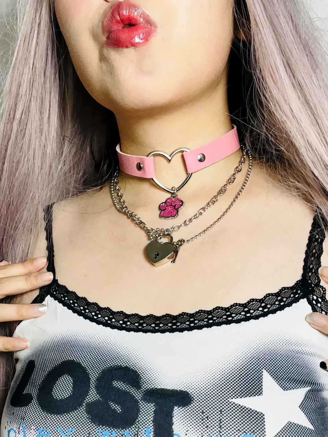 'Catfish' Kawaii Goth Squins Pendants Cat Paw Choker AlielNosirrah