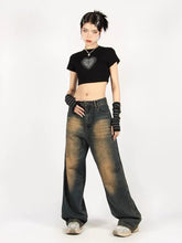 Load image into Gallery viewer, &#39;Cave Girl&#39; Grunge Printed Crop Gloves Shirts AlielNosirrah
