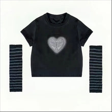 Load image into Gallery viewer, &#39;Cave Girl&#39; Grunge Printed Crop Gloves Shirts AlielNosirrah
