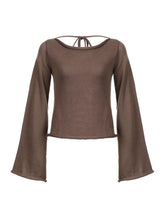 Load image into Gallery viewer, ‘Chocolate Croissant’ Chunky Knit Bell Sleeve Sweater AlielNosirrah
