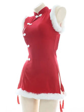Load image into Gallery viewer, &#39;Chun-Li&#39; Red Fluffy Hem Split Costume Dress AlielNosirrah
