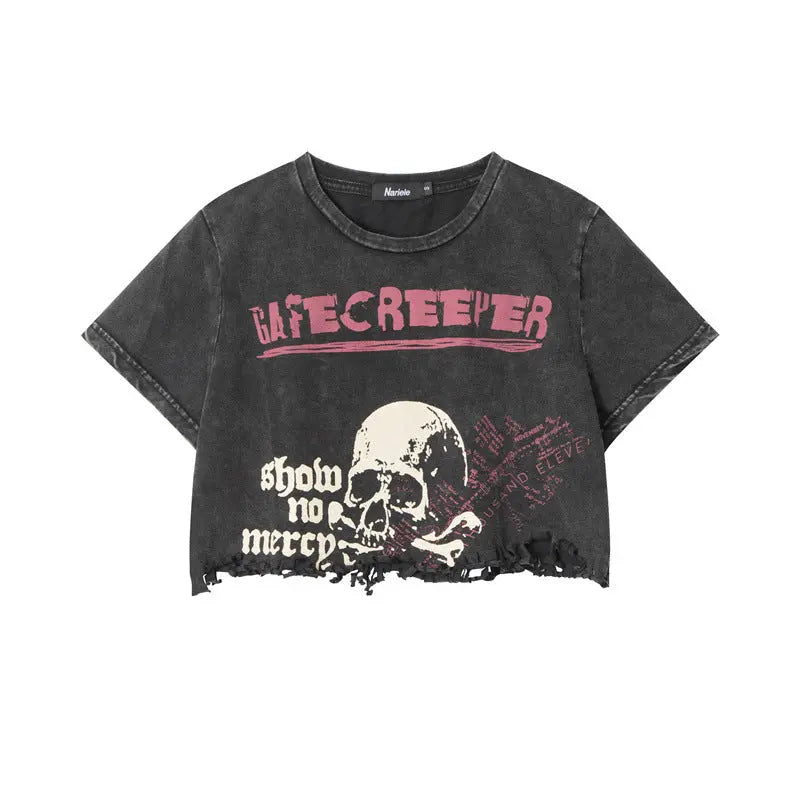 'Creepier' Dark Skull Ripped Graphic Shirts Tees AlielNosirrah