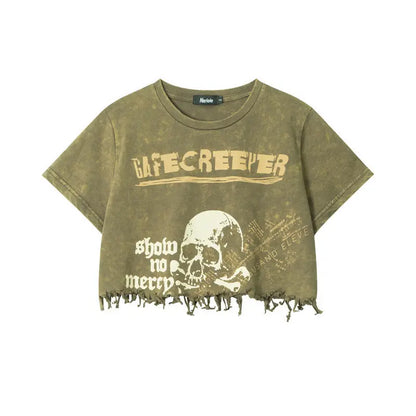 'Creepier' Dark Skull Ripped Graphic Shirts Tees AlielNosirrah