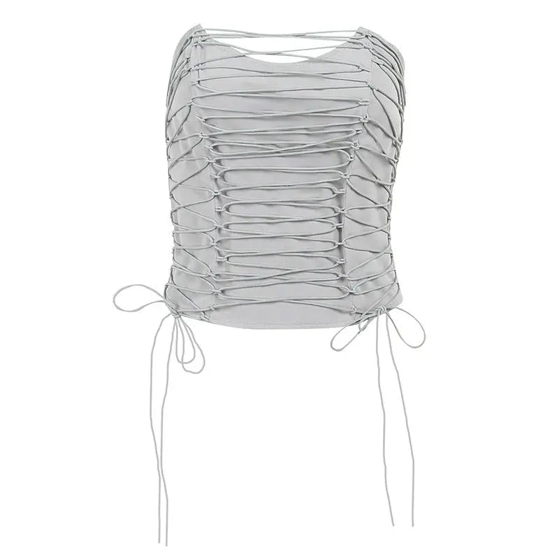 'Cretaceous' Future Grey Lace-Up Tube Top AlielNosirrah