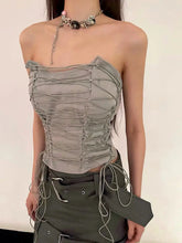 Load image into Gallery viewer, &#39;Cretaceous&#39; Future Grey Lace-Up Tube Top AlielNosirrah
