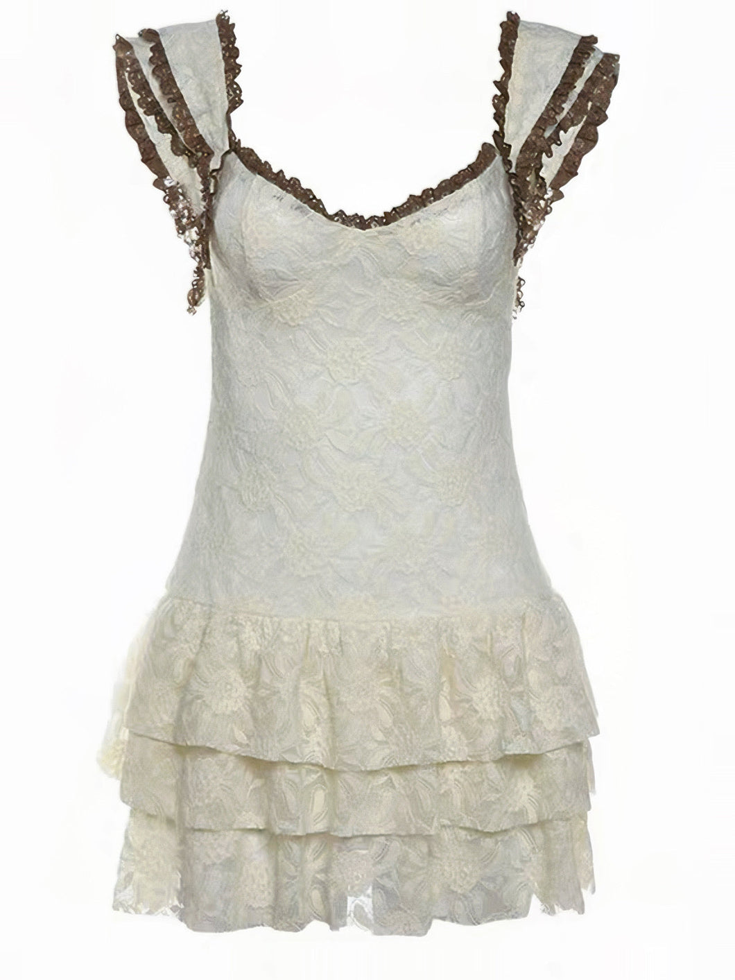 'Crystal' White Lace Coquette Crochet Cami Dress AlielNosirrah