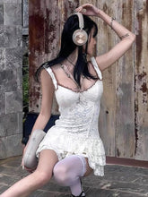 Load image into Gallery viewer, &#39;Crystal&#39; White Lace Coquette Crochet Cami Dress AlielNosirrah
