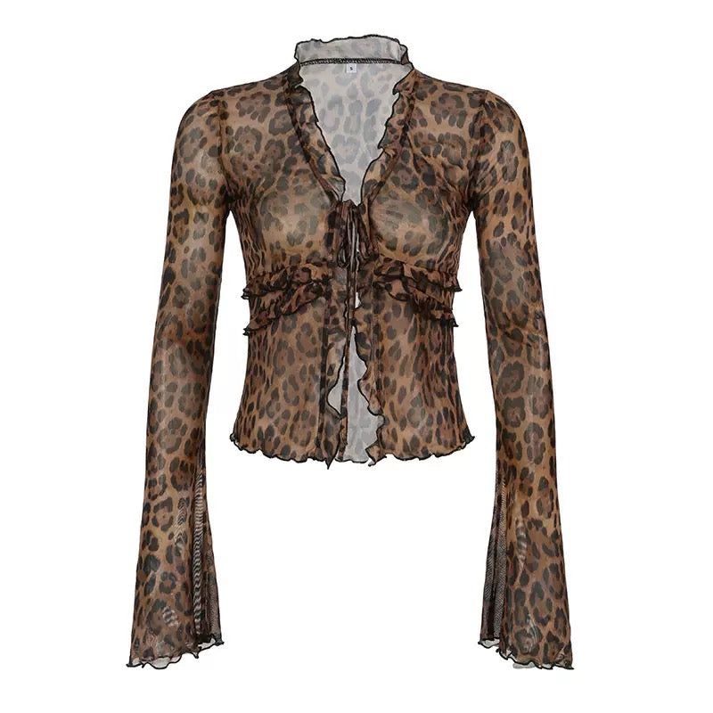 ’Wild Nature' Fluffy Y2k Leopard Print Shirts AlielNosirrah