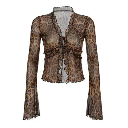 ’Wild Nature' Fluffy Y2k Leopard Print Shirts AlielNosirrah
