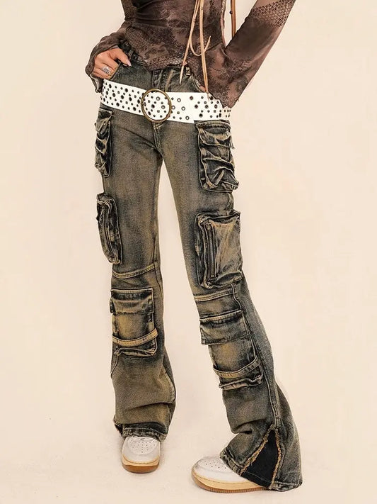 'Decay' Grunge Multi Pockets Distressed Denim Jeans AlielNosirrah