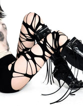 Load image into Gallery viewer, &#39;Delusion&#39; Goth Web Hollow Pantyhose AlielNosirrah
