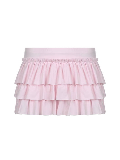 'Deserts' Coquette Ribbon Pink Ruffled Mini Skirt AlielNosirrah