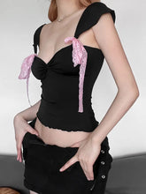 Load image into Gallery viewer, &#39;Doll House&#39; Pink Lace Bowtie Cottage Core Cami Top AlielNosirrah
