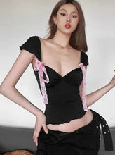 Load image into Gallery viewer, &#39;Doll House&#39; Pink Lace Bowtie Cottage Core Cami Top AlielNosirrah
