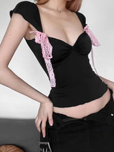 Load image into Gallery viewer, &#39;Doll House&#39; Pink Lace Bowtie Cottage Core Cami Top AlielNosirrah
