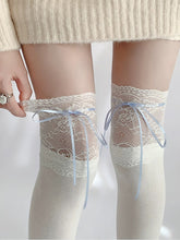 Load image into Gallery viewer, &#39;Don&#39;t Cry&#39; Coquette Patchwork Ribbon Tights AlielNosirrah
