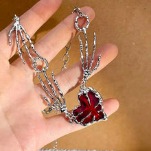 Load image into Gallery viewer, &#39;Dragon Blood&#39; Goth Punk  Red Stone Necklace AlielNosirrah
