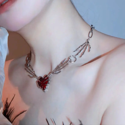 'Dragon Blood' Goth Punk  Red Stone Necklace AlielNosirrah