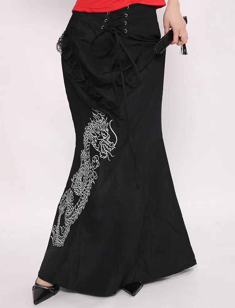 'Dragon Girl' Dark Fish Tail Dragon Midi Dress AlielNosirrah