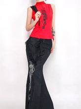 Load image into Gallery viewer, &#39;Dragon Girl&#39; Dark Fish Tail Dragon Midi Dress AlielNosirrah
