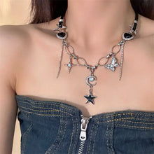 Load image into Gallery viewer, &#39;Dream Land&#39; Punk Y2k Pendants Moon Star Necklace AlielNosirrah
