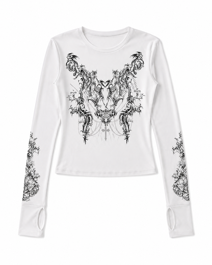 'Punk Ink' Punk Graphic Print Long Sleeve Top