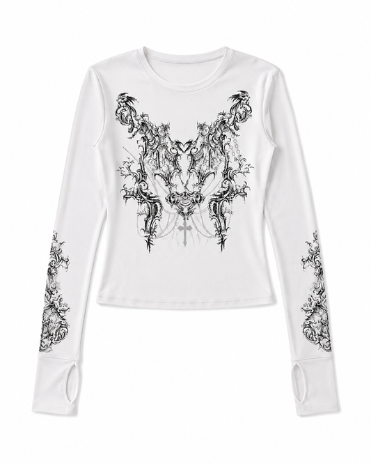 'Punk Ink' Punk Graphic Print Long Sleeve Top