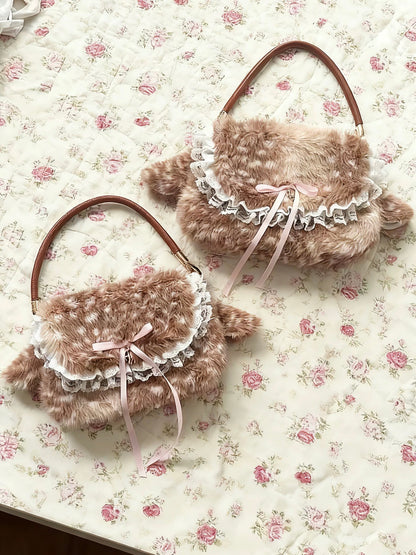 'Sweet Tale' Kawaii Deer Pattern Faux Fur Hand Bag AlielNosirrah