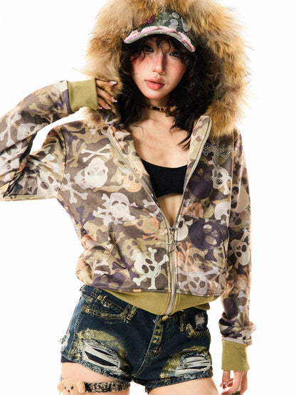 'Cold Bones' Y2k Grunge Streetstyle Skeleton Fluffy Hoodie AlielNosirrah