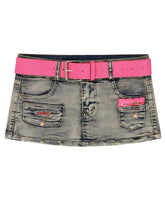 Load image into Gallery viewer, &#39;Fancy u&#39; Low Waist Denim Pink Buckle Shorts AlielNosirrah
