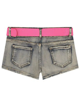 Load image into Gallery viewer, &#39;Fancy u&#39; Low Waist Denim Pink Buckle Shorts AlielNosirrah
