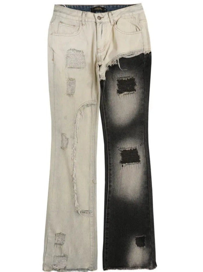 'Felix' Dark Ripped Patchwork Denim Jeans AlielNosirrah