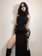 Load image into Gallery viewer, &#39;Fighter&#39; Dark Turtleneck Lace-Up Dress AlielNosirrah
