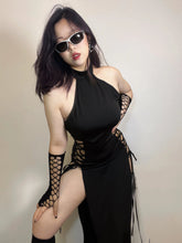 Load image into Gallery viewer, &#39;Fighter&#39; Dark Turtleneck Lace-Up Dress AlielNosirrah
