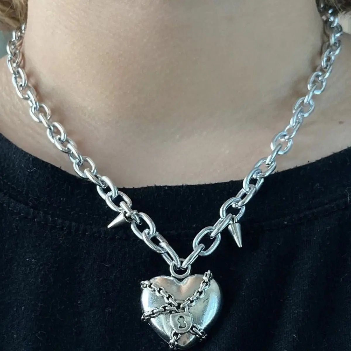 'Forbidden Love' Punk Metal Heart Shape Necklace AlielNosirrah