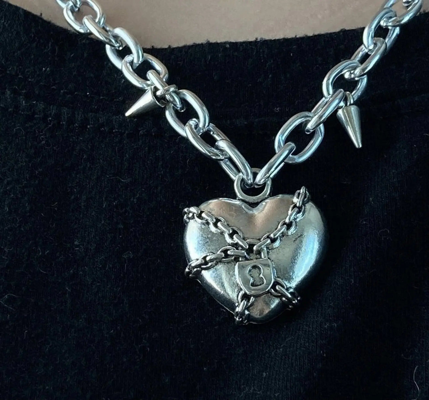 'Forbidden Love' Punk Metal Heart Shape Necklace AlielNosirrah