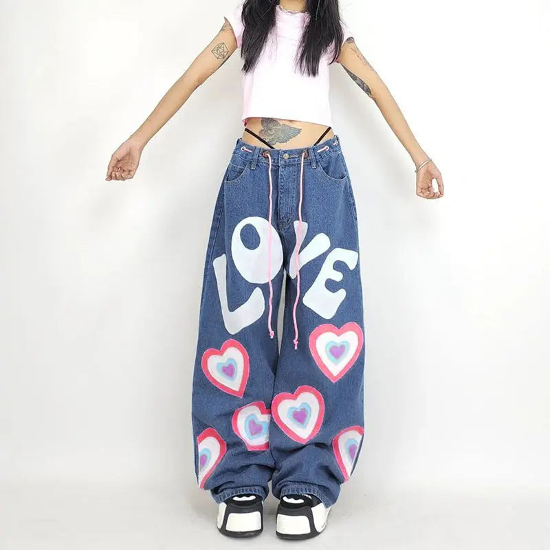 'Funky Love' Oversized Graffiti Wide Leg Pants AlielNosirrah
