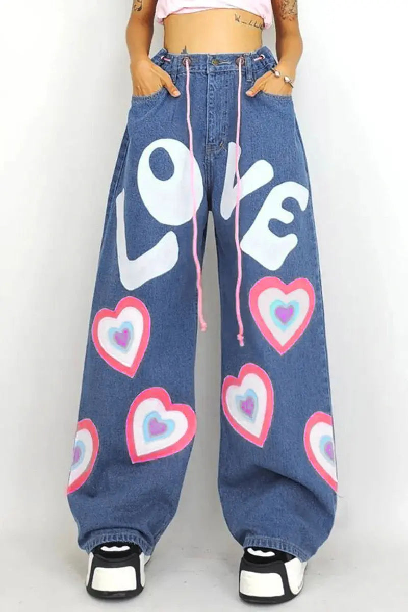 'Funky Love' Oversized Graffiti Wide Leg Pants AlielNosirrah