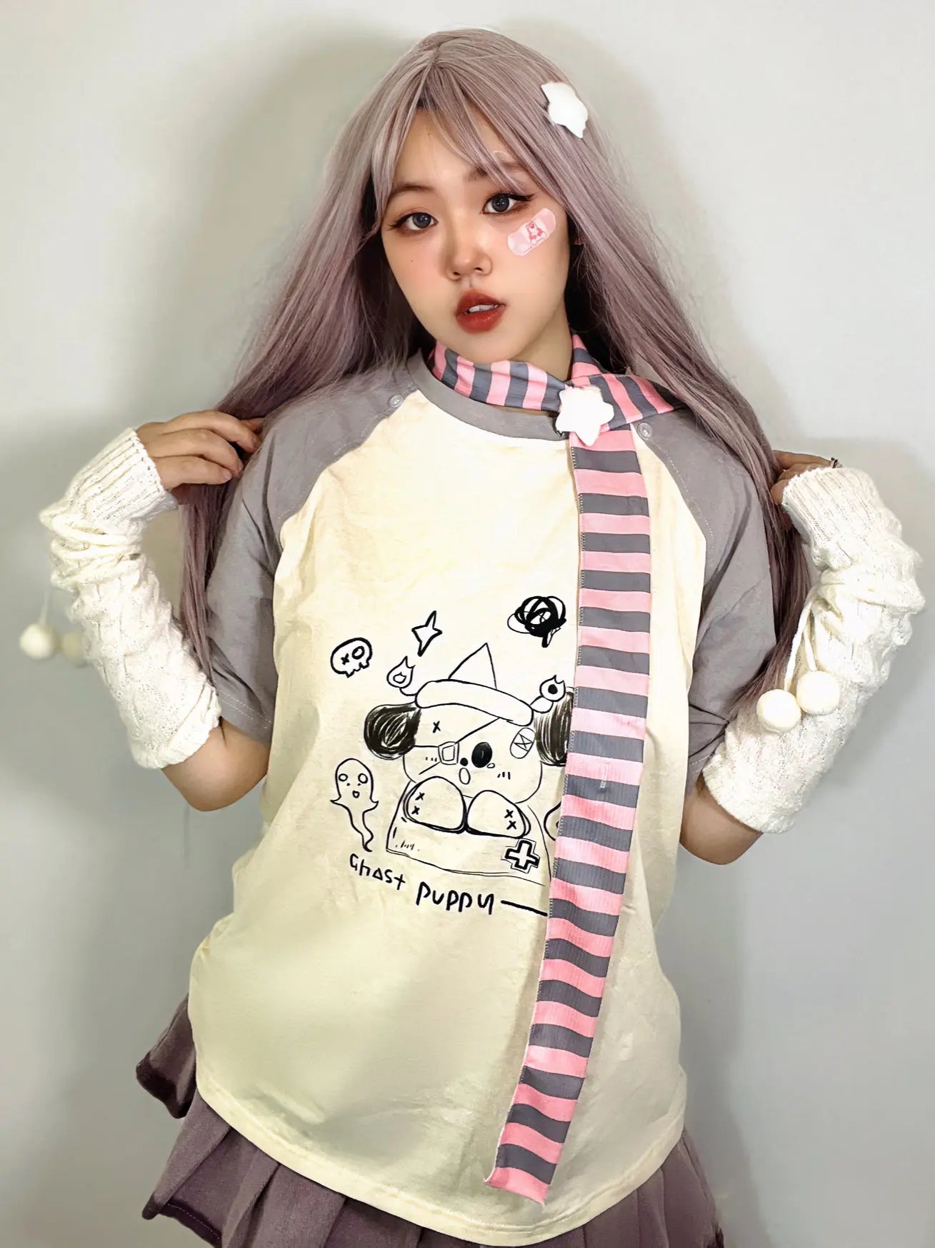 'Ghost Puppy' Anime Kawaii Graffiti Scarf Shirts AlielNosirrah