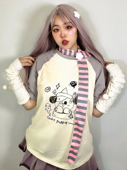 'Ghost Puppy' Anime Kawaii Graffiti Scarf Shirts AlielNosirrah