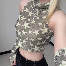 Load image into Gallery viewer, &#39;Glitz&#39; Y2k Star Prints Gloves Top AlielNosirrah
