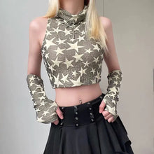 Load image into Gallery viewer, &#39;Glitz&#39; Y2k Star Prints Gloves Top AlielNosirrah
