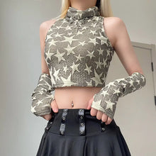 Load image into Gallery viewer, &#39;Glitz&#39; Y2k Star Prints Gloves Top AlielNosirrah
