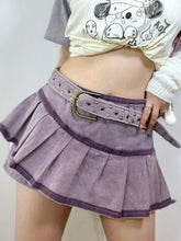Load image into Gallery viewer, &#39;Grape Soda&#39; Low Waist Denim Beads Lace-Up Skorts AlielNosirrah
