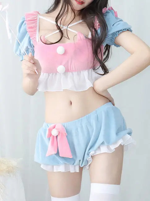 'Melody' Anime Girl Pink & Blue Home Wear AlielNosirrah