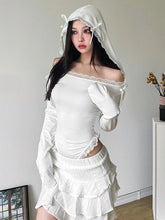 Load image into Gallery viewer, &#39;Holy Angel&#39; Coquette Ribbon Hooded Shirts AlielNosirrah
