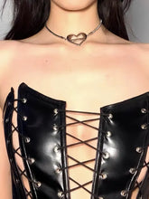Load image into Gallery viewer, &#39;Hot Mess&#39; Punk Pu Leather Lace Up Tube Top AlielNosirrah
