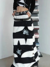 Load image into Gallery viewer, &#39;Hotot&#39; Harajuku Punk Black White Midi Skirt AlielNosirrah

