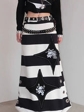 Load image into Gallery viewer, &#39;Hotot&#39; Harajuku Punk Black White Midi Skirt AlielNosirrah
